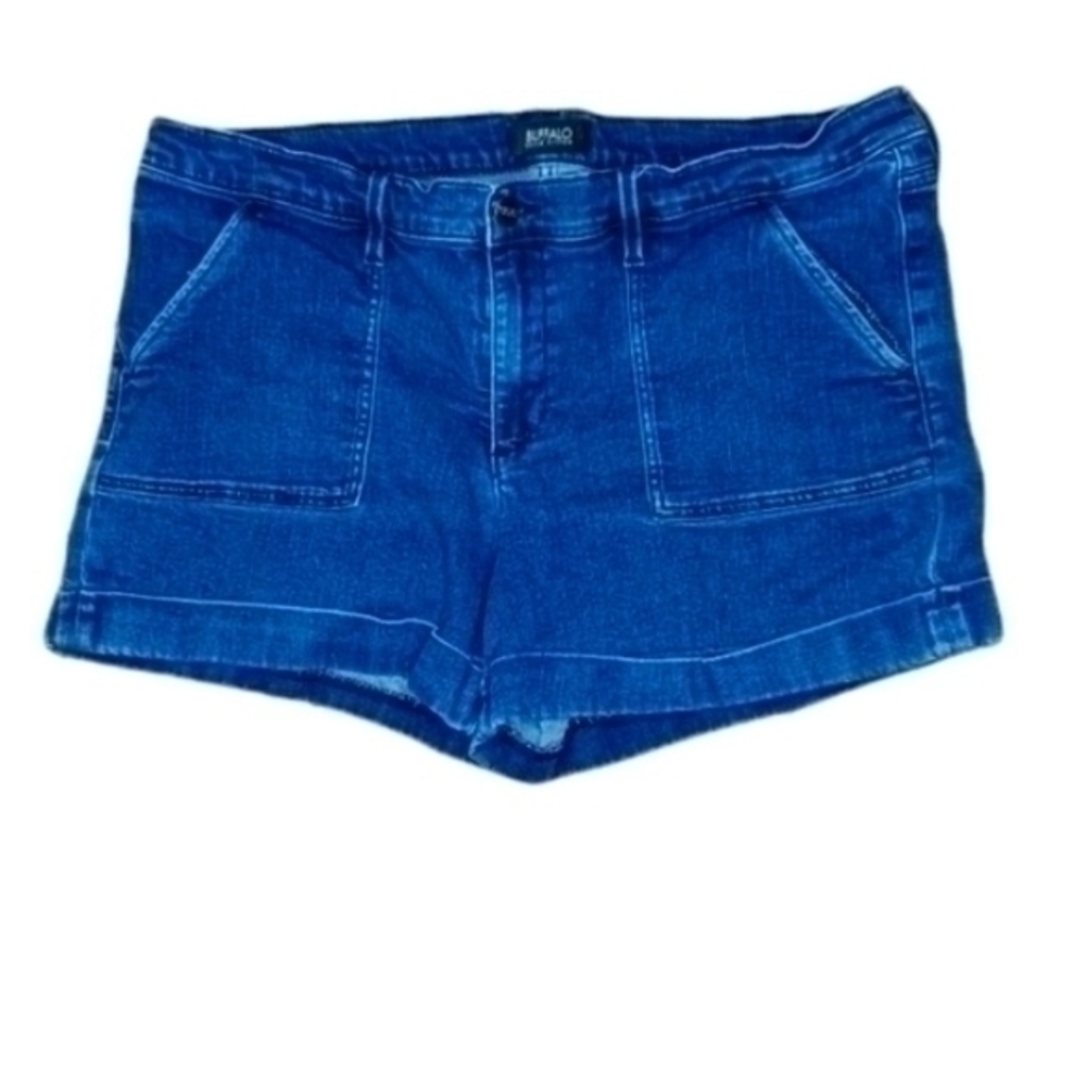 Buffalo David Bitton womens dark distressed Faith rolls jean shorts 33 EUC